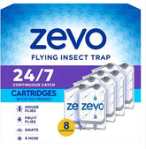 Zevo Plug-in Flying Insect Trap Refill Pack, 8 Authentic Cartridges for Indoor Spaces
