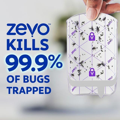 Zevo Flying Insect Trap + Refills Bundle - Flying Insect Trap & Cartridge (1 Device + 1 Cartridge) and Official Refill Cartridges (4 Count), Plug-in Bug Catchers for Gnats, House & Fruit Flies