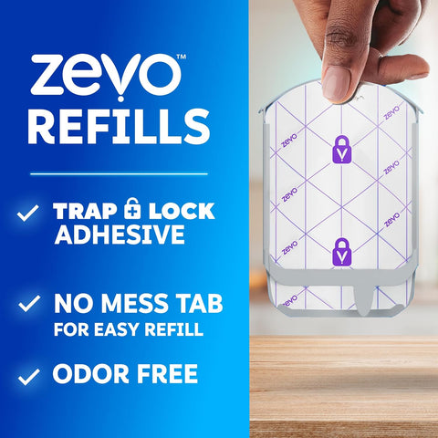 Zevo Flying Insect Trap Official Refill Cartridges - Fits Both Zevo Trap & MAX Indoor Fly Trap - Authentic Trap+Lock Technology to Catch Gnats, House & Fruit Flies (4 Official Refill Cartridges)